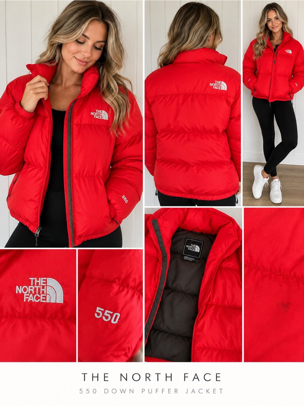 The NorthFace Red 550 Men's Down Puffer Jacket